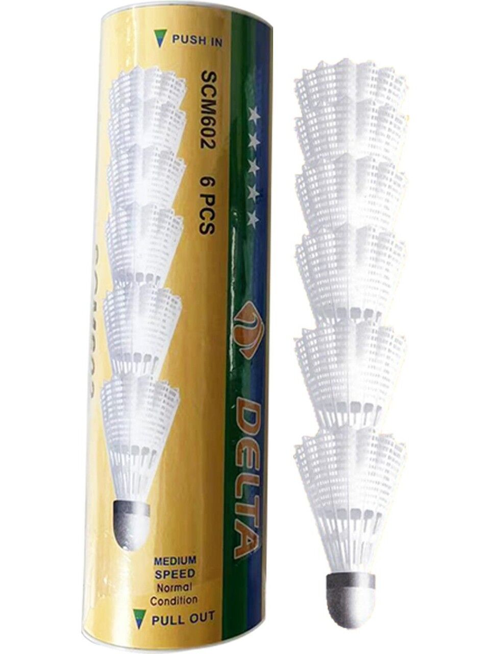 Delta Medium Speed Mantar Başlı 6lı Badminton Topu Beyaz