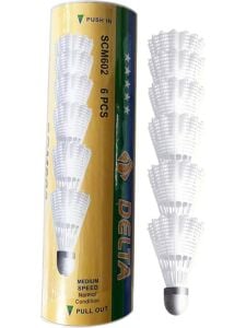 Delta Medium Speed Mantar Başlı 6lı Badminton Topu Beyaz