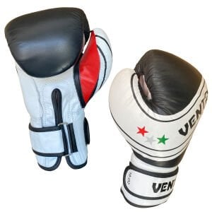 Vento Fury Hakiki Deri Boks ve Kick Boks Eldiveni Siyah Beyaz