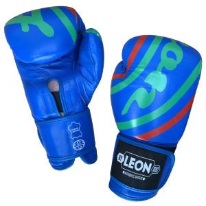 Leon Curved Deri Kick Boks ve Muay Thai Eldiveni Mavi