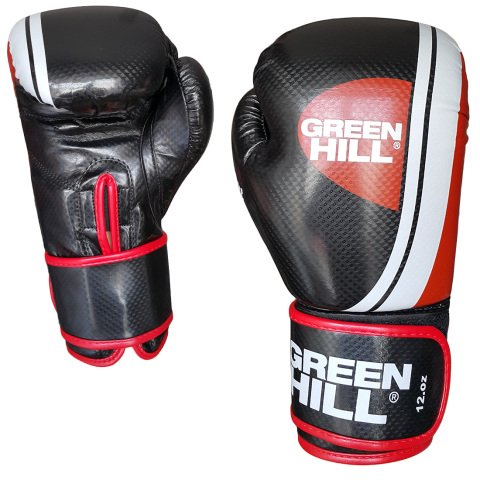 Green Hill Knock Out Carbon Deri Boks ve Kick-Boks Eldiveni Siyah