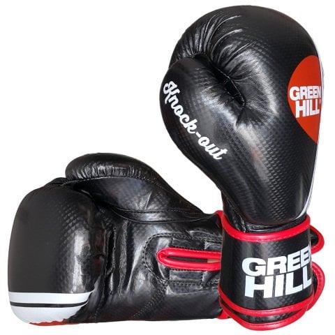 Green Hill Knock Out Carbon Deri Boks ve Kick-Boks Eldiveni Siyah