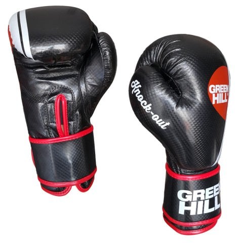 Green Hill Knock Out Carbon Deri Boks ve Kick-Boks Eldiveni Siyah