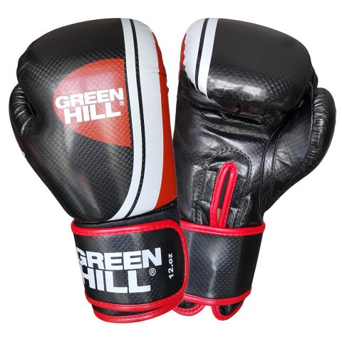 Green Hill Knock Out Carbon Deri Boks ve Kick-Boks Eldiveni Siyah