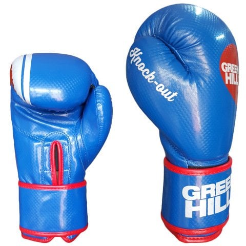 Green Hill Knock Out Carbon Deri Boks ve Kick-Boks Eldiveni Mavi
