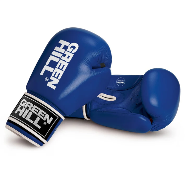 Green Hill Tiger Iba Onaylı Deri Müsabaka Boks Eldiveni Mavi
