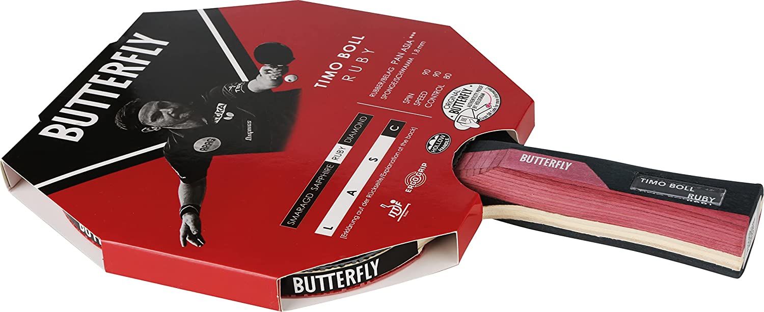 Butterfly Timo Boll Ruby Masa Tenisi Raketi ITTF Onaylı