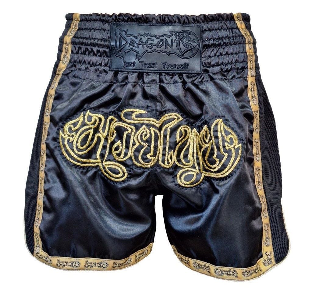 Dragon Thai Nakışlı Kick Boks ve  Muay Thai Şortu Siyah