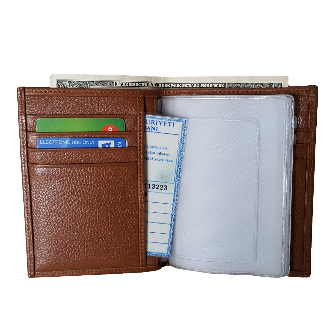 Zenga Deri Cüzdan, Oto Ruhsat Kılıfı 708-4 Taba Renk