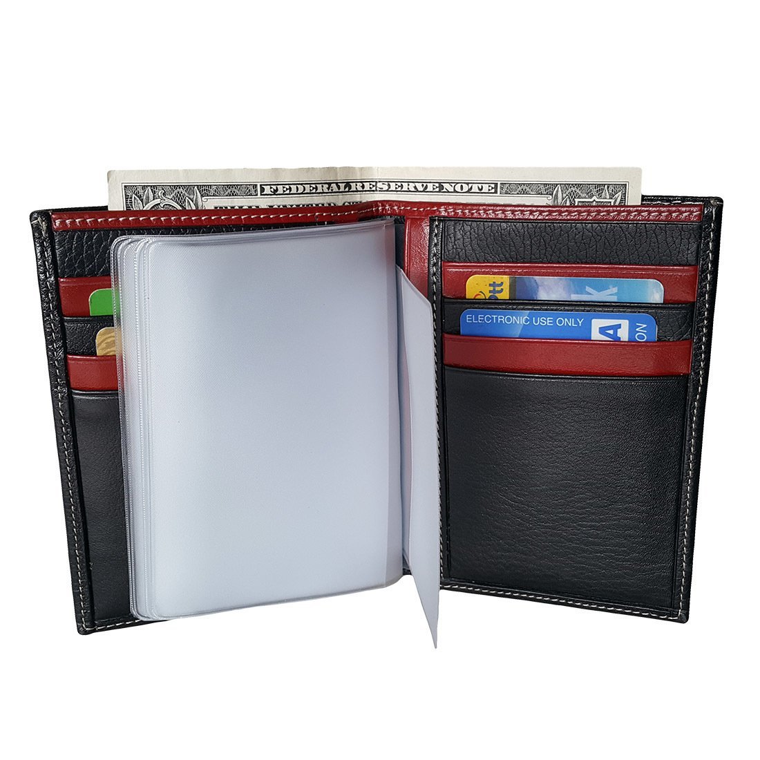 Zenga Erkek Cüzdanı, Oto Ruhsat Kılıfı Bir arada 708-51 Siyah Kırmızı Garni