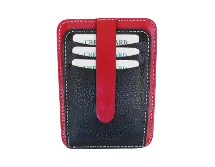 Zenga Orjinal Deri Cüzdanlı Kredi Kartlık 031-51 Siyah Kırmızı
