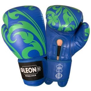 Leon Flower Deri Kick Boks ve Muay Thai Eldiveni Mavi