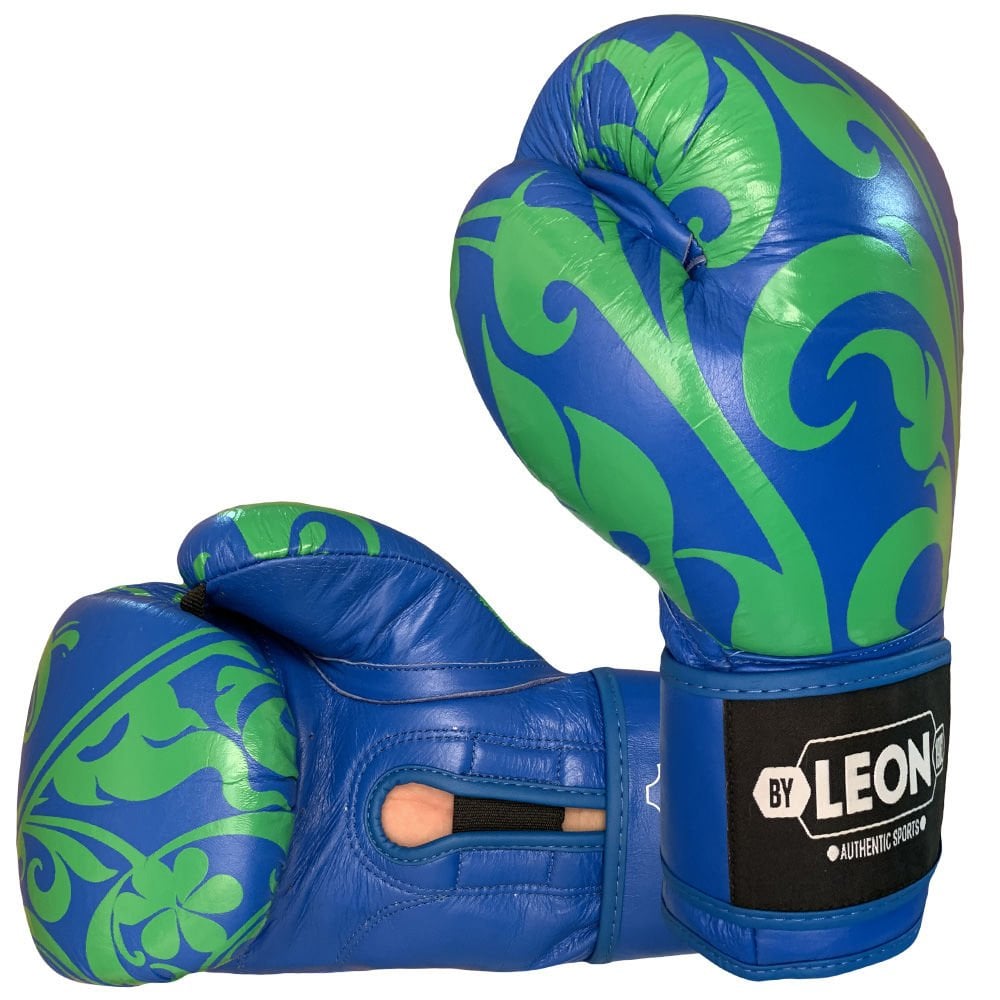 Leon Flower Deri Kick Boks ve Muay Thai Eldiveni Mavi