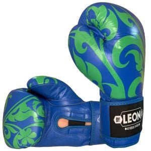 Leon Flower Deri Kick Boks ve Muay Thai Eldiveni Mavi
