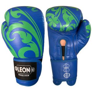 Leon Flower Deri Kick Boks ve Muay Thai Eldiveni Mavi