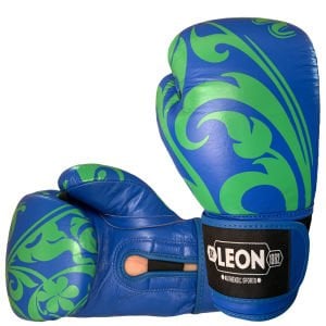 Leon Flower Deri Kick Boks ve Muay Thai Eldiveni Mavi