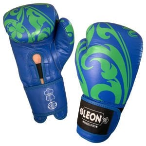Leon Flower Deri Kick Boks ve Muay Thai Eldiveni Mavi