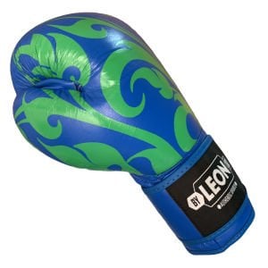Leon Flower Deri Kick Boks ve Muay Thai Eldiveni Mavi