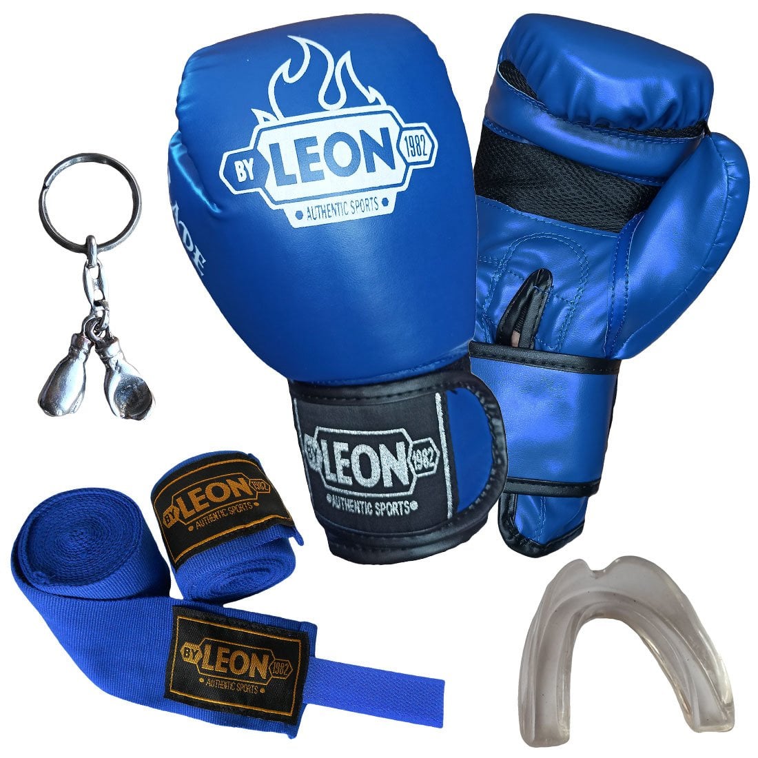 Leon Blade Training Boks Eldiveni, Bandaj Dişlik Anahtarlık Seti Mavi