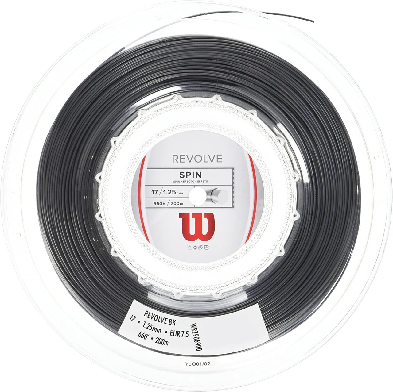 Wilson Revolve Spin 1,25 mm. Rulo Raket Kordajı 200 metre Siyah