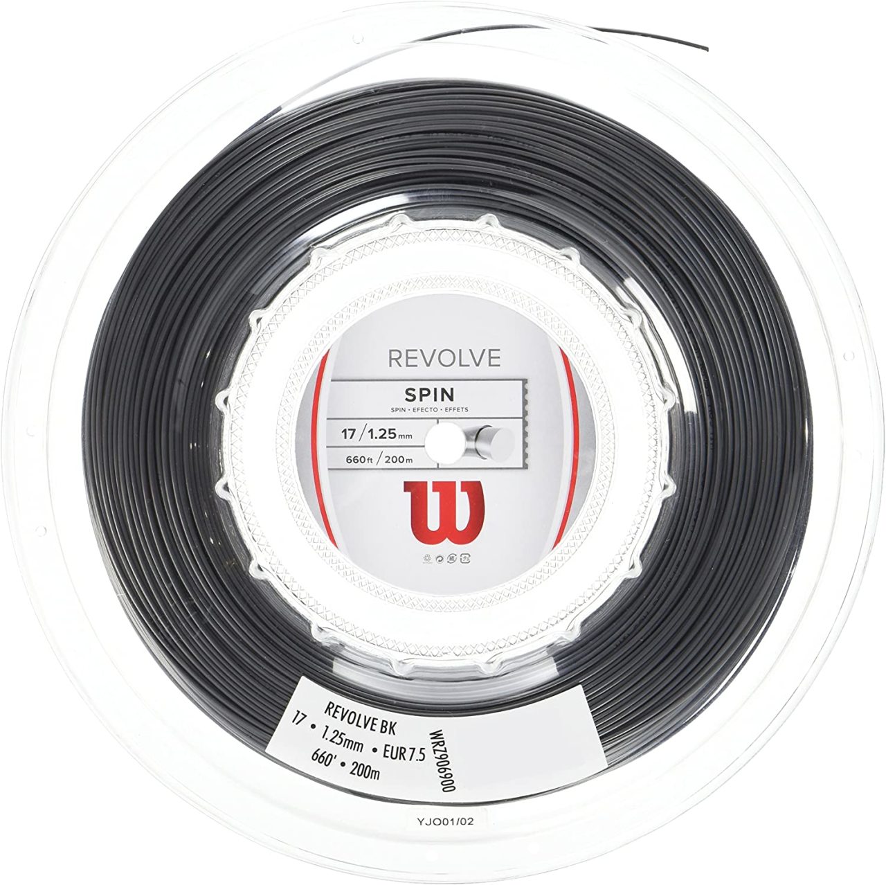 Wilson Revolve Spin 1,25 mm. Rulo Raket Kordajı 200 metre Siyah
