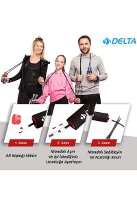 Delta Sünger Tutamaçlı Rulmanlı Ayarlanabilir Atlama İpi Siyah Mavi