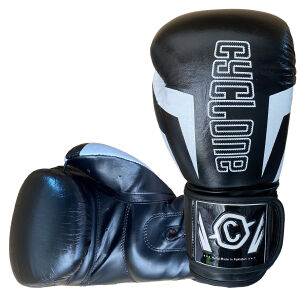 Cyclone Clash Orijinal Deri Boks ve Kick Boks Eldiveni Siyah