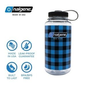Nalgene 32 Oz Wide Mouth Suluk Matara 1 Litre Kare Desenli Mavi
