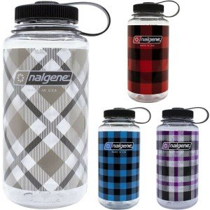 Nalgene 32 Oz Wide Mouth Suluk Matara 1 Litre Kare Desenli Gri