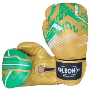 Leon Sword Deri Kick Boks ve Muay Thai Eldiveni Altın-Yeşil