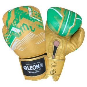 Leon Sword Deri Kick Boks ve Muay Thai Eldiveni Altın-Yeşil