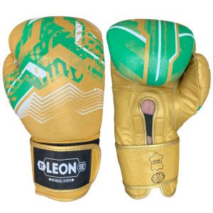Leon Sword Deri Kick Boks ve Muay Thai Eldiveni Altın-Yeşil