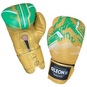 Leon Sword Deri Kick Boks ve Muay Thai Eldiveni Altın-Yeşil