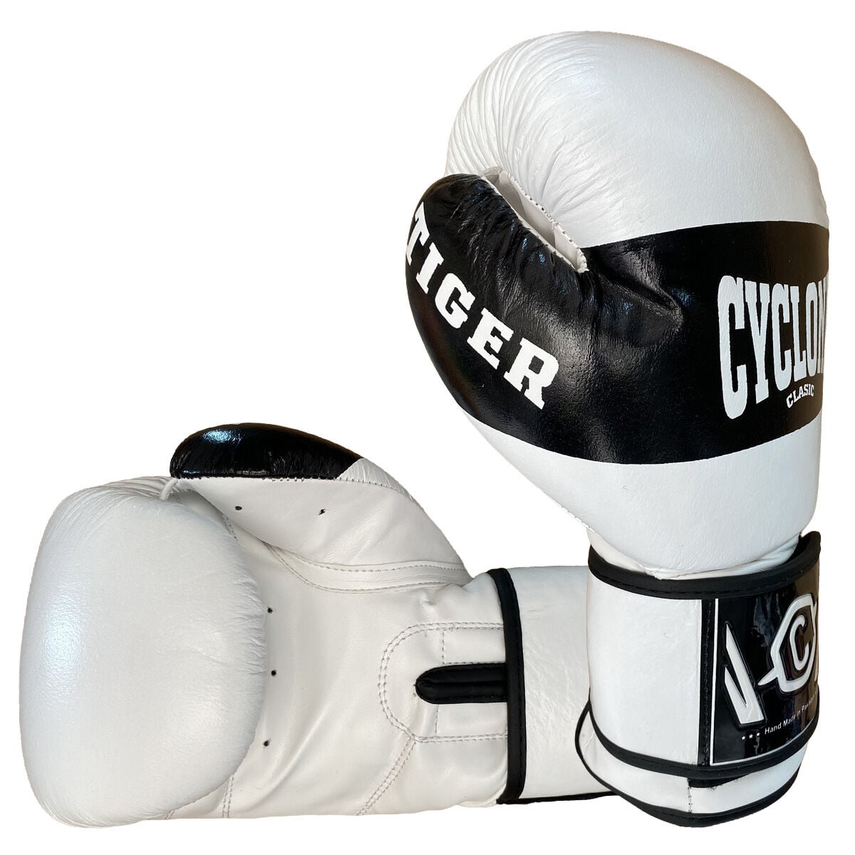 Cyclone Tiger Orijinal Deri Boks ve Kick Boks Eldiveni Beyaz