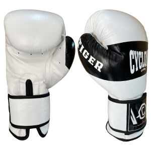 Cyclone Tiger Orijinal Deri Boks ve Kick Boks Eldiveni Beyaz