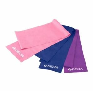 Delta 3lü Pilates Egzersiz Bandı 3 Renkli Pembe, Mor ve Lacivert