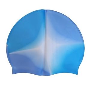 Delta Silikon Gökkuşağı Bone Yüzücü Havuz Bonesi Mavi-Beyaz