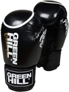 Green Hill Panther Carbon Deri Boks ve Kick-Boks Eldiveni Siyah