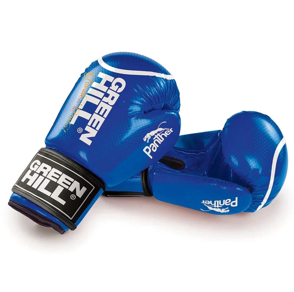 Green Hill Panther Carbon Deri Boks ve Kick-Boks Eldiveni Mavi