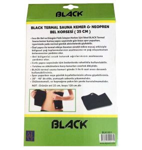 Black Neopren Termal Sauna Kemer Bel Korsesi Siyah