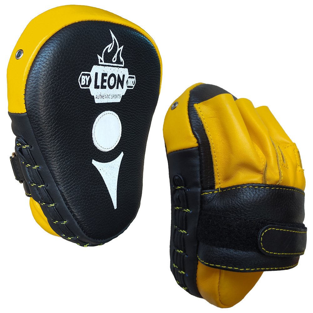 Leon Ultimate Hakiki Deri Boks ve Kick Boks El Lapası Ellik Siyah Sarı